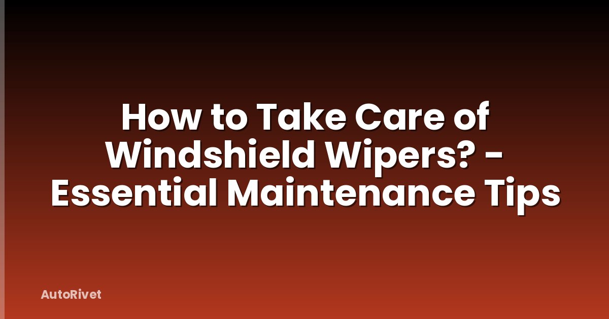 How to Take Care of Windshield Wipers? - Essential Maintenance Tips