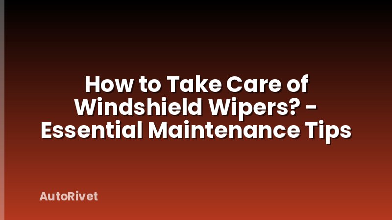 How to Take Care of Windshield Wipers? - Essential Maintenance Tips