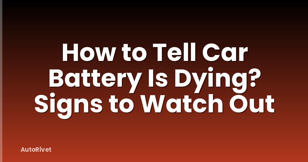 How to Tell Car Battery Is Dying? Signs to Watch Out