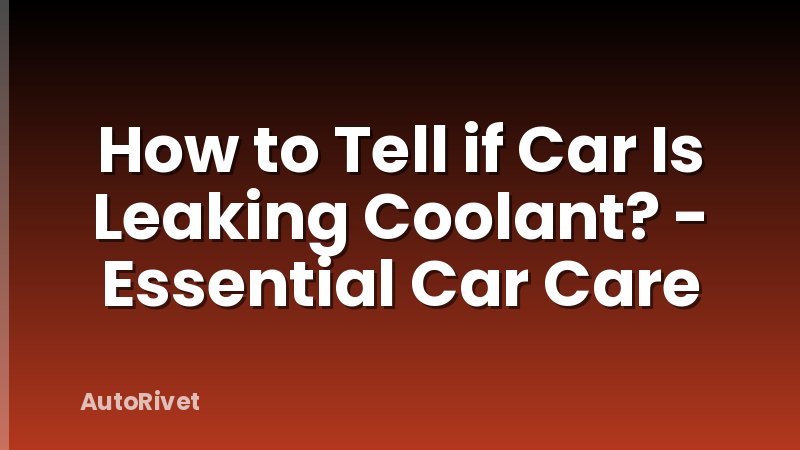 How to Tell if Car Is Leaking Coolant? - Essential Car Care