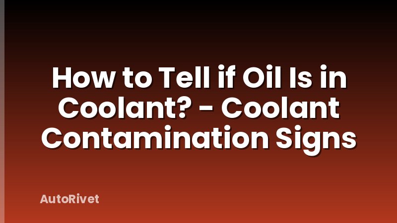 How to Tell if Oil Is in Coolant? - Coolant Contamination Signs