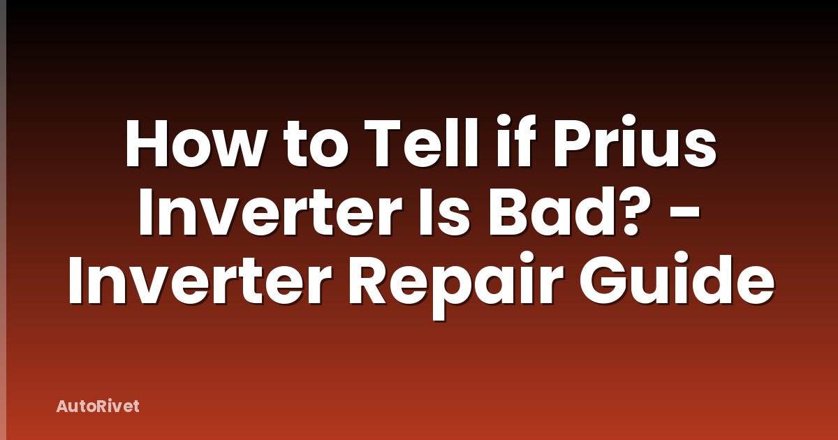 How to Tell if Prius Inverter Is Bad? - Inverter Repair Guide