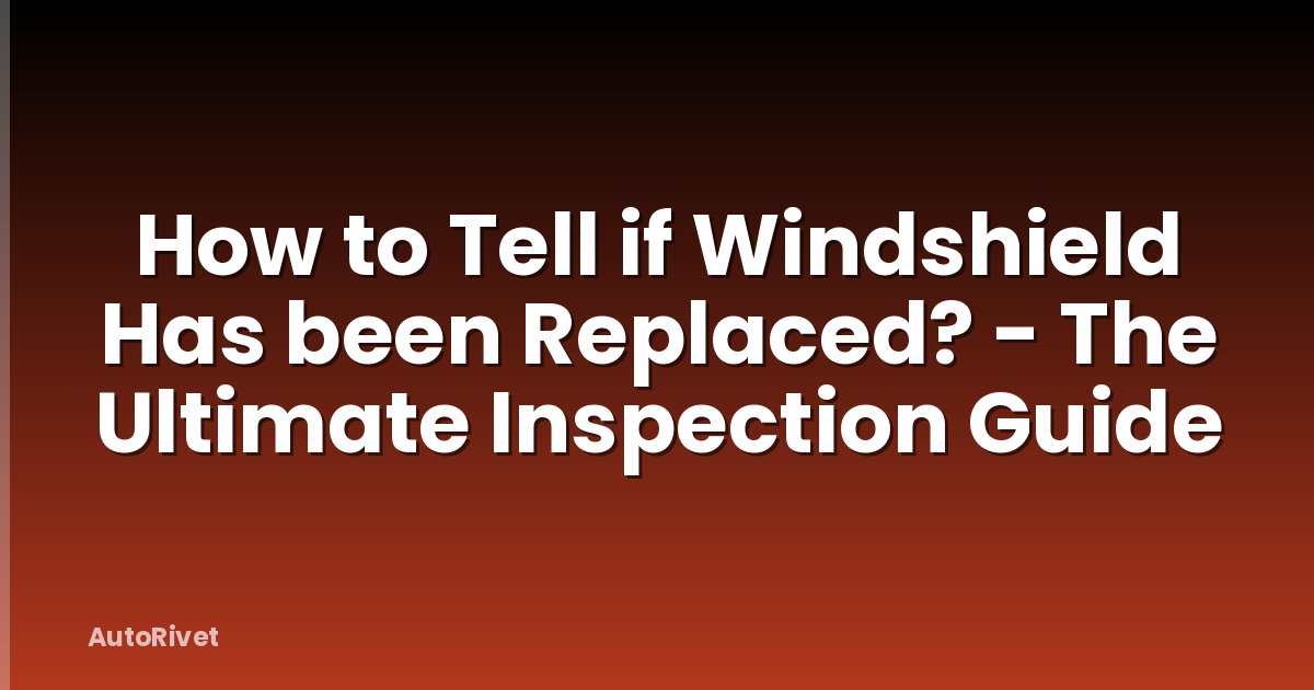 How to Tell if Windshield Has been Replaced? - The Ultimate Inspection Guide