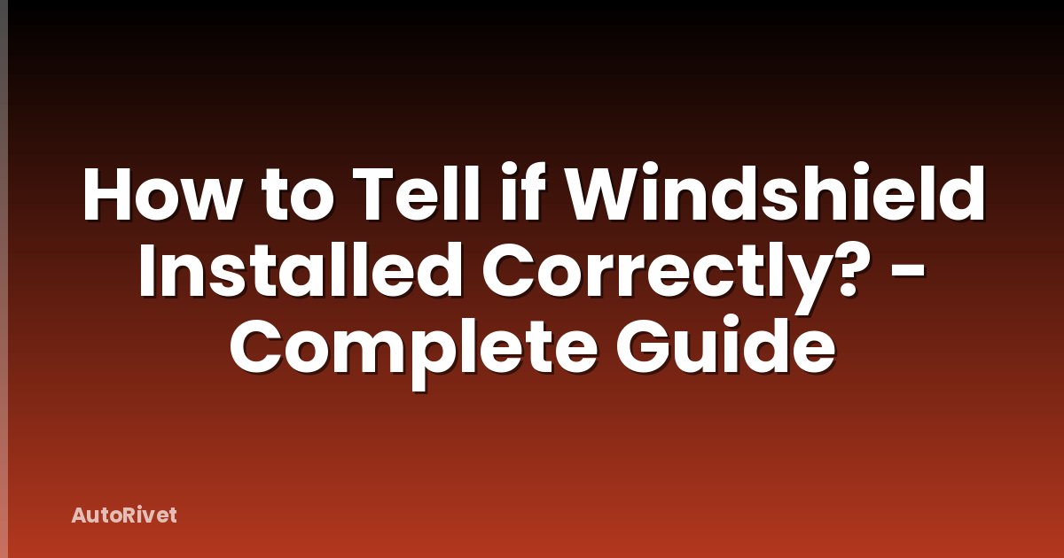 How to Tell if Windshield Installed Correctly? - Complete Guide