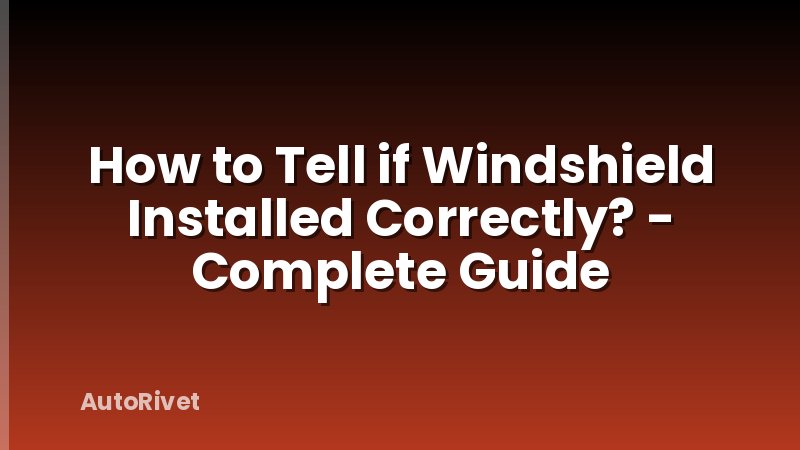 How to Tell if Windshield Installed Correctly? - Complete Guide