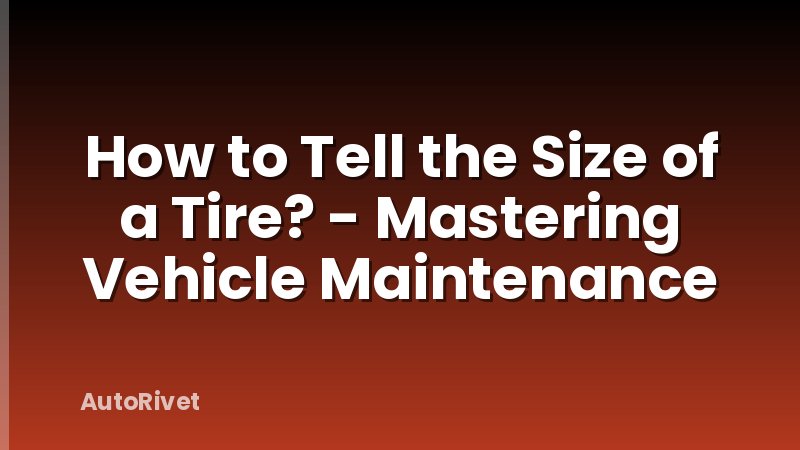 How to Tell the Size of a Tire? - Mastering Vehicle Maintenance