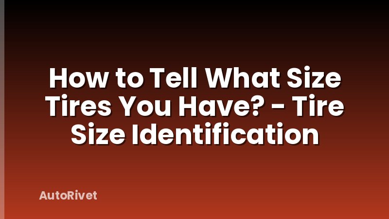 How to Tell What Size Tires You Have? - Tire Size Identification