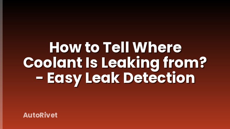 How to Tell Where Coolant Is Leaking from? - Easy Leak Detection