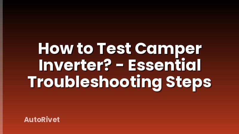 How to Test Camper Inverter? - Essential Troubleshooting Steps