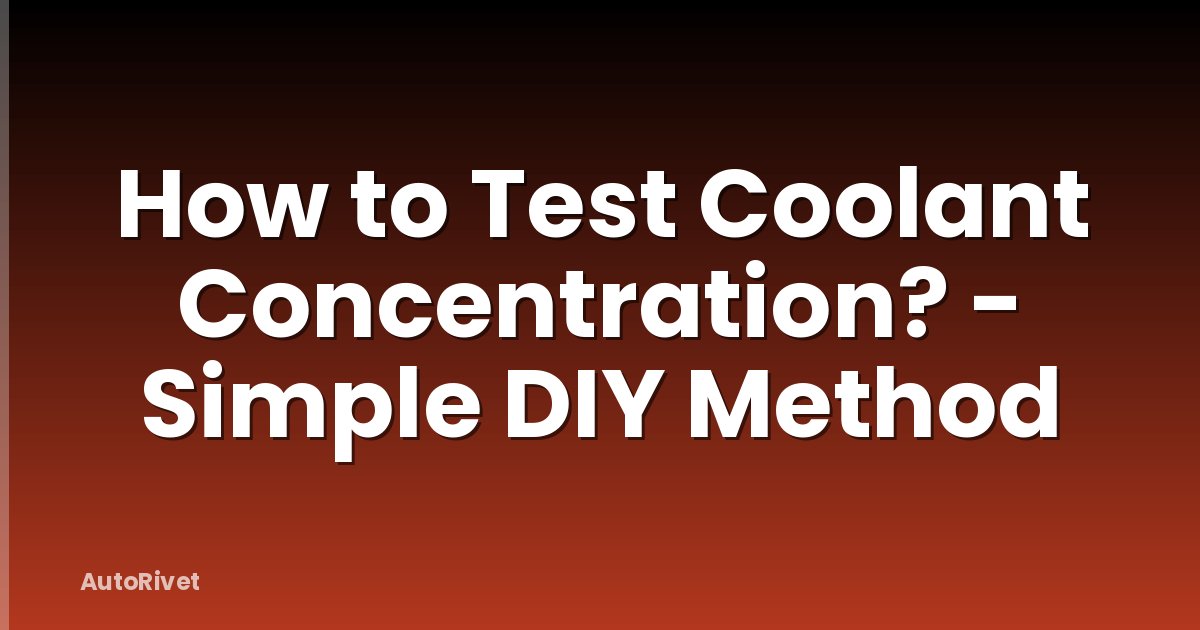How to Test Coolant Concentration? - Simple DIY Method