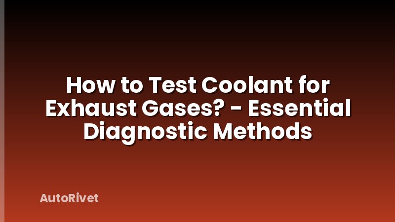 How to Test Coolant for Exhaust Gases? - Essential Diagnostic Methods
