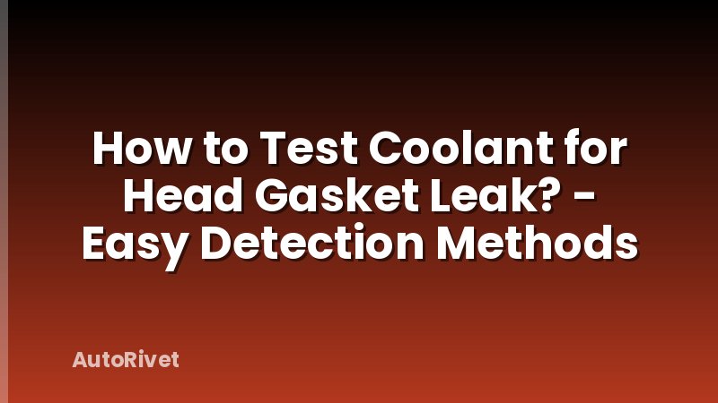 How to Test Coolant for Head Gasket Leak? - Easy Detection Methods