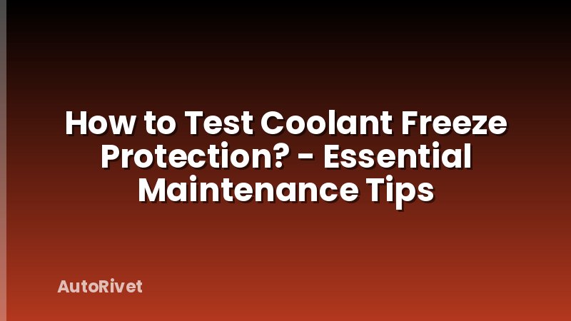 How to Test Coolant Freeze Protection? - Essential Maintenance Tips