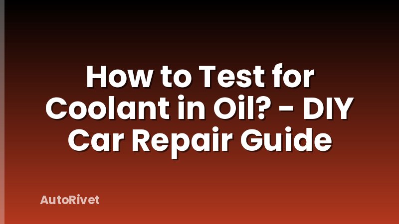 How to Test for Coolant in Oil? - DIY Car Repair Guide