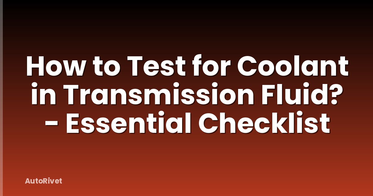 How to Test for Coolant in Transmission Fluid? - Essential Checklist