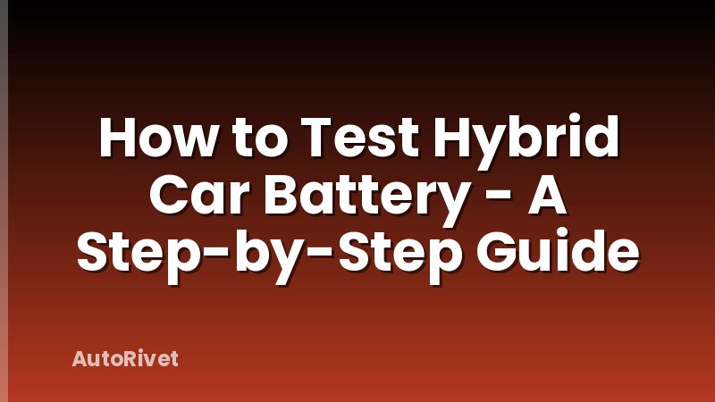 How to Test Hybrid Car Battery - A Step-by-Step Guide