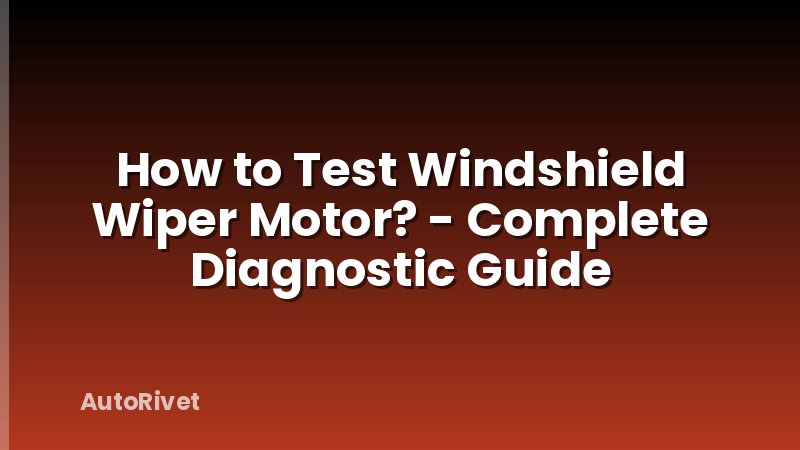 How to Test Windshield Wiper Motor? - Complete Diagnostic Guide