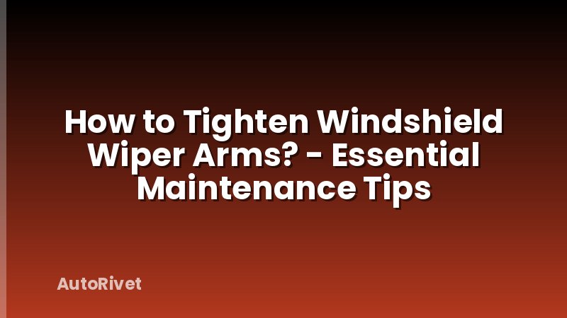 How to Tighten Windshield Wiper Arms? - Essential Maintenance Tips