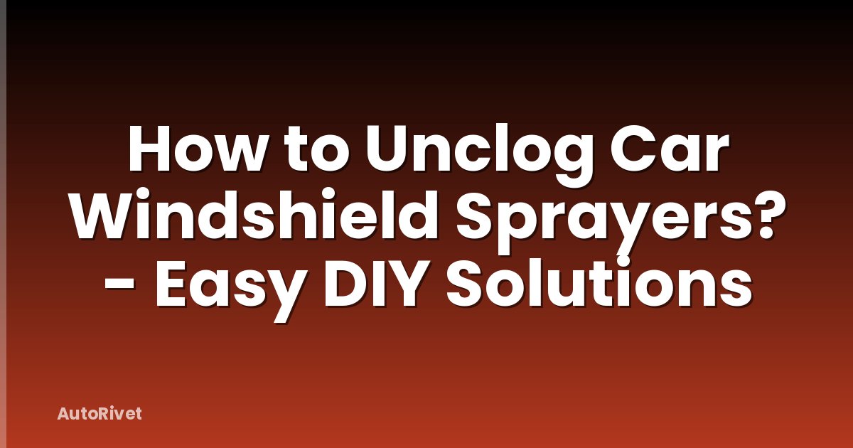How to Unclog Car Windshield Sprayers? - Easy DIY Solutions