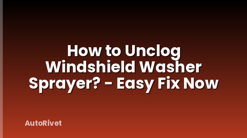 How to Unclog Windshield Washer Sprayer? - Easy Fix Now