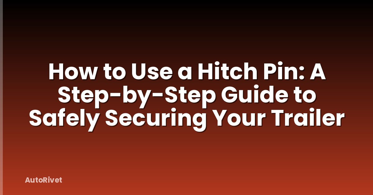 How to Use a Hitch Pin: A Step-by-Step Guide to Safely Securing Your Trailer