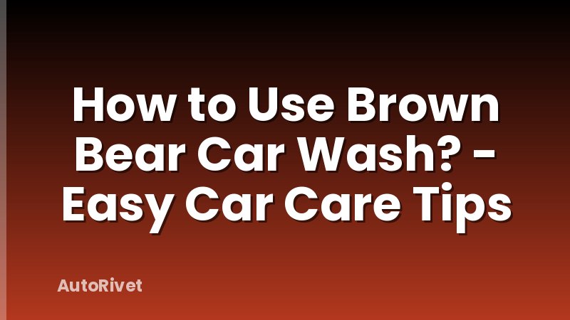 How to Use Brown Bear Car Wash? - Easy Car Care Tips
