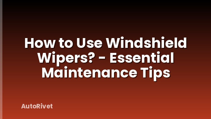 How to Use Windshield Wipers? - Essential Maintenance Tips