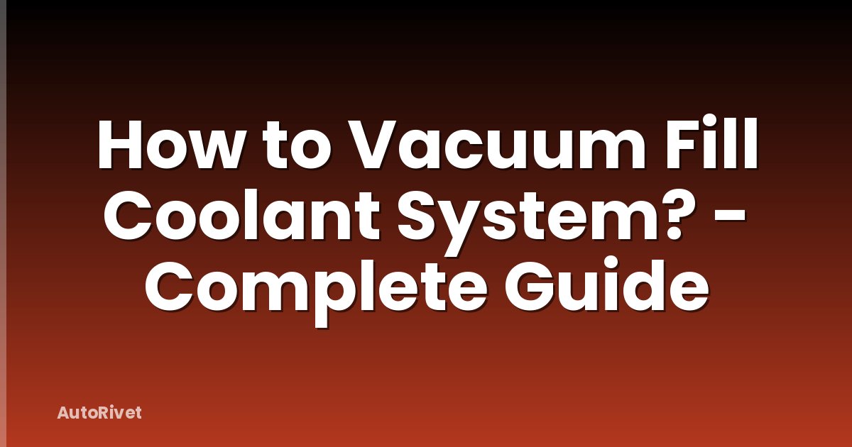 How to Vacuum Fill Coolant System? - Complete Guide