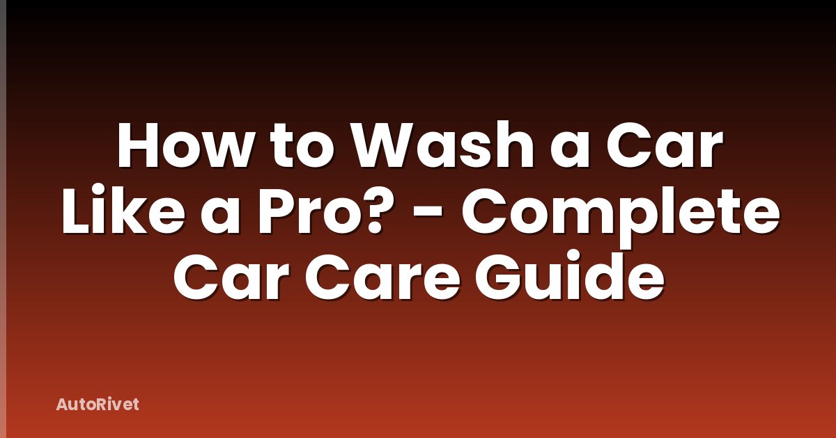 How to Wash a Car Like a Pro? - Complete Car Care Guide