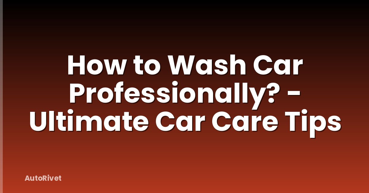 How to Wash Car Professionally? - Ultimate Car Care Tips