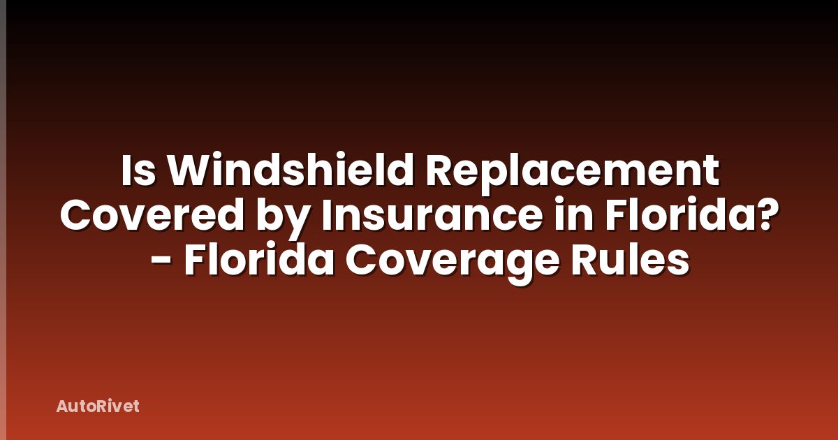 Is Windshield Replacement Covered by Insurance in Florida? - Florida Coverage Rules