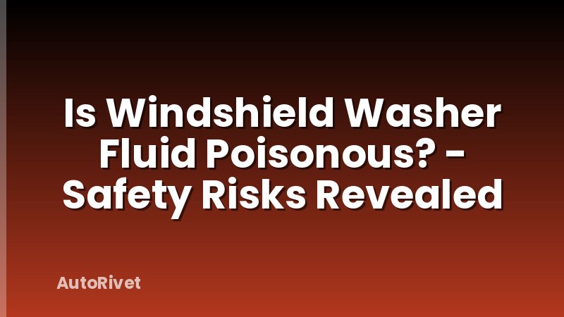 Is Windshield Washer Fluid Poisonous? - Safety Risks Revealed