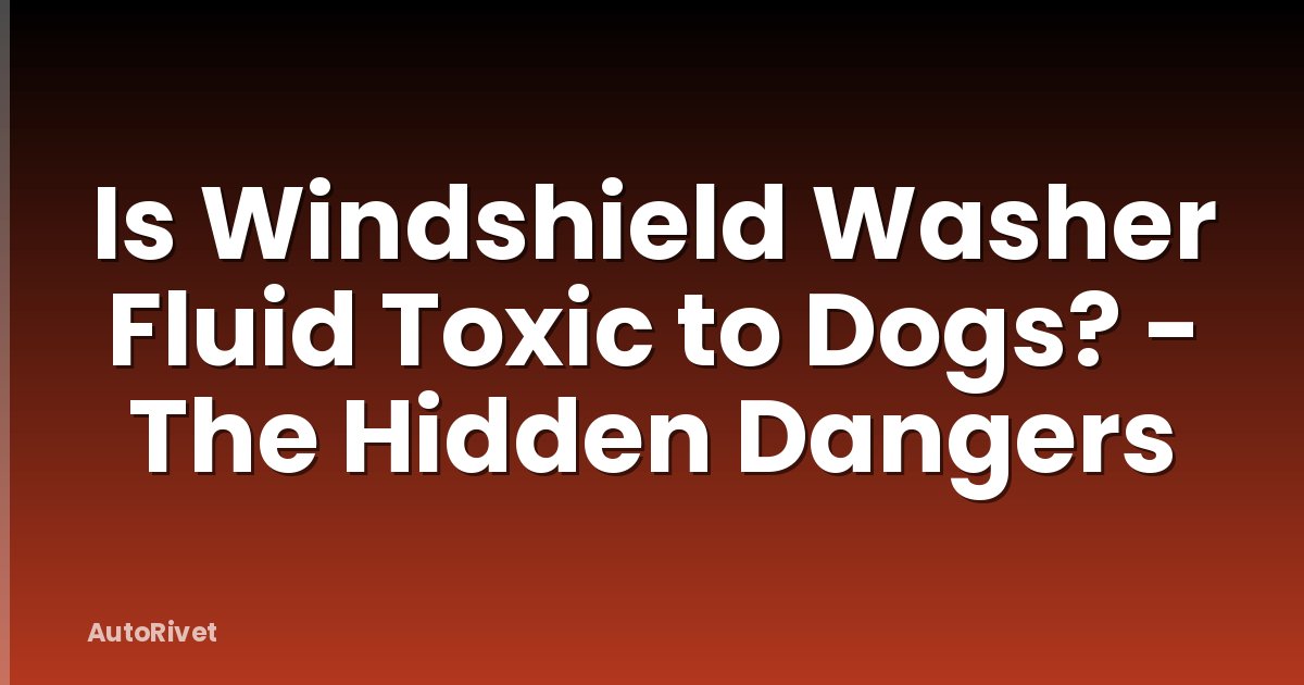 Is Windshield Washer Fluid Toxic to Dogs? - The Hidden Dangers