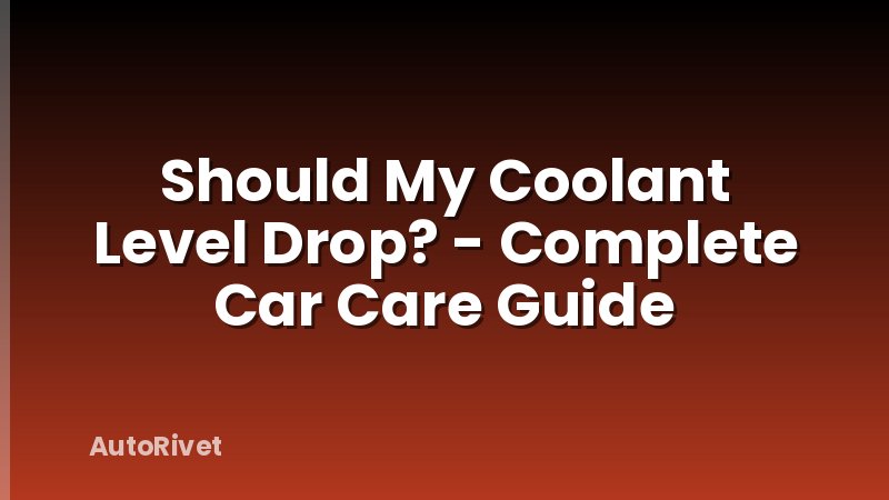 Should My Coolant Level Drop? - Complete Car Care Guide