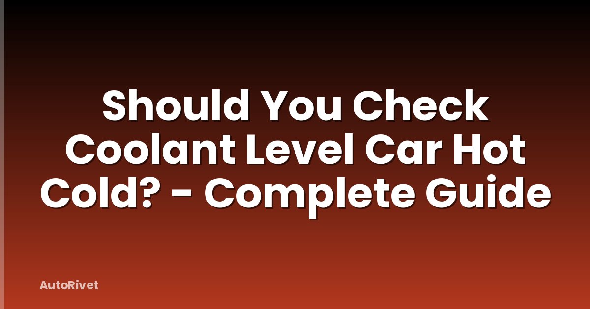 Should You Check Coolant Level Car Hot Cold? - Complete Guide