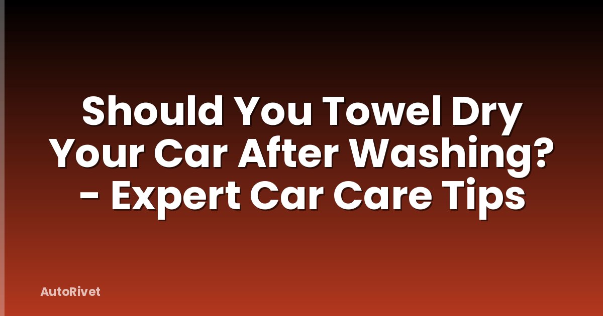 Should You Towel Dry Your Car After Washing? - Expert Car Care Tips