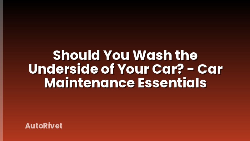 Should You Wash the Underside of Your Car? - Car Maintenance Essentials
