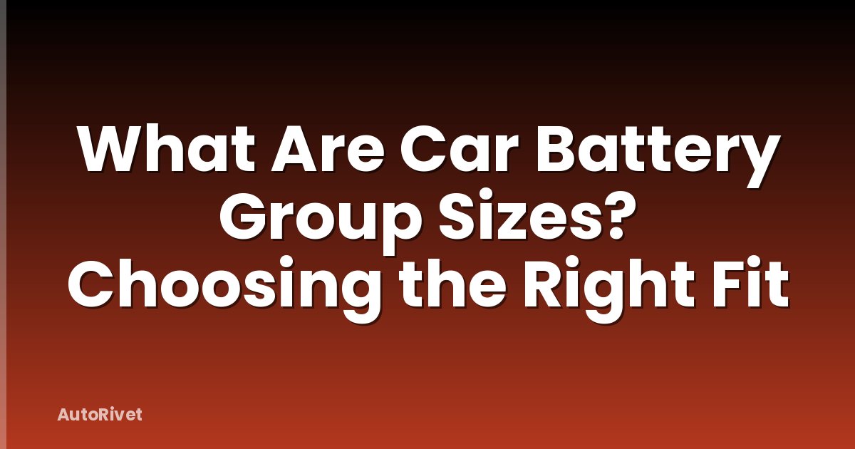 What Are Car Battery Group Sizes? Choosing the Right Fit