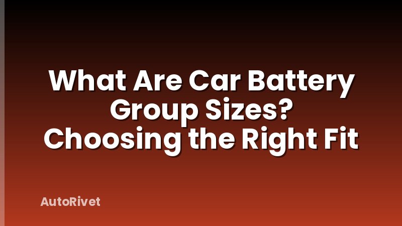 What Are Car Battery Group Sizes? Choosing the Right Fit