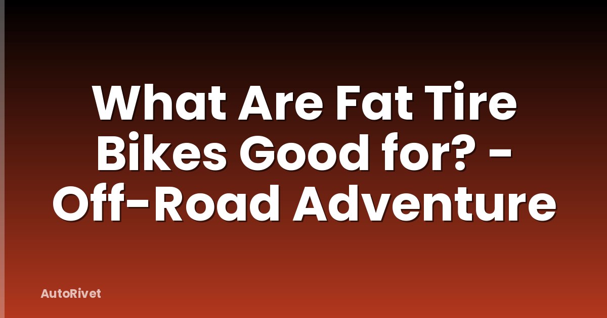 What Are Fat Tire Bikes Good for? - Off-Road Adventure