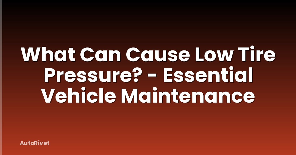 What Can Cause Low Tire Pressure? - Essential Vehicle Maintenance