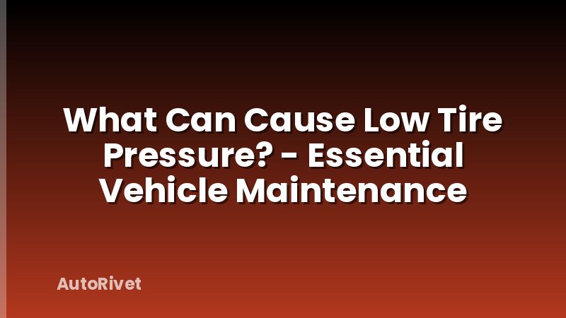 What Can Cause Low Tire Pressure? - Essential Vehicle Maintenance
