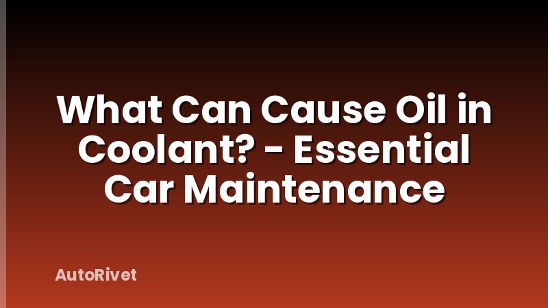 What Can Cause Oil in Coolant? - Essential Car Maintenance