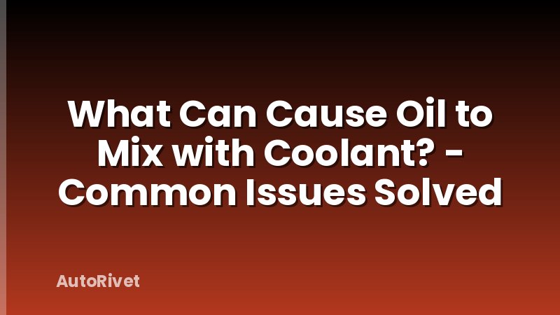 What Can Cause Oil to Mix with Coolant? - Common Issues Solved