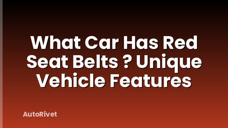 What Car Has Red Seat Belts ? Unique Vehicle Features