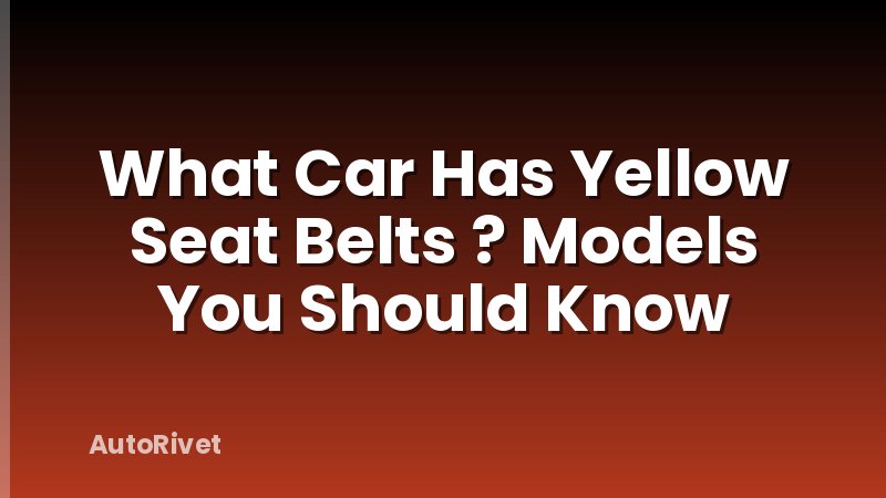 What Car Has Yellow Seat Belts ? Models You Should Know