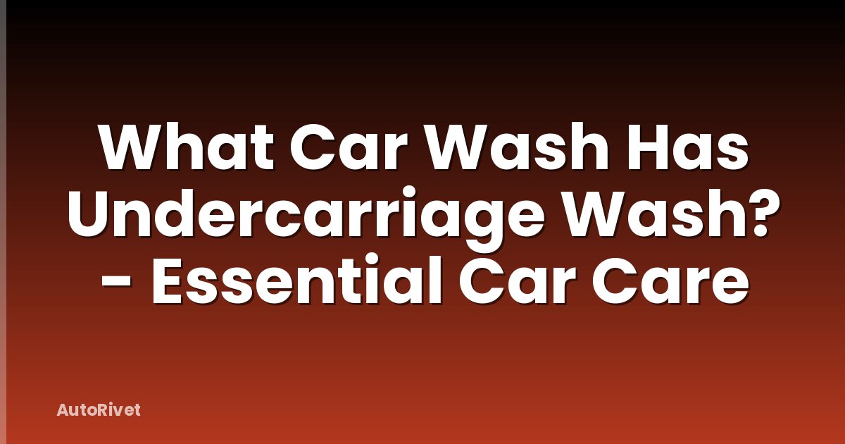 What Car Wash Has Undercarriage Wash? - Essential Car Care