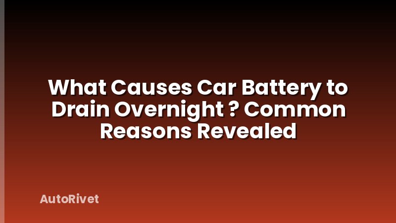 What Causes Car Battery to Drain Overnight ? Common Reasons Revealed