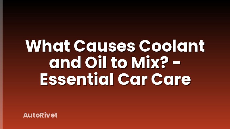 What Causes Coolant and Oil to Mix? - Essential Car Care