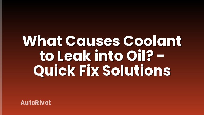 What Causes Coolant to Leak into Oil? - Quick Fix Solutions